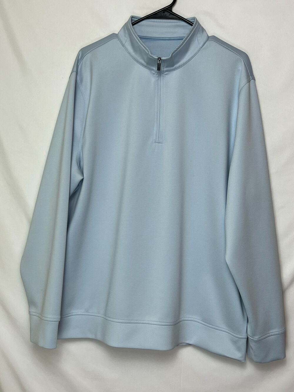 Hickey Freeman Men’s XL Blue White Mini Stripe 1/4 Zip Long Sleeve Pullover Golf
